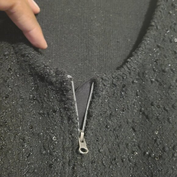 Max Jeans | Women's Black Sequin Full Zipper Shacket (Size Medium) - Picture 4 of 11